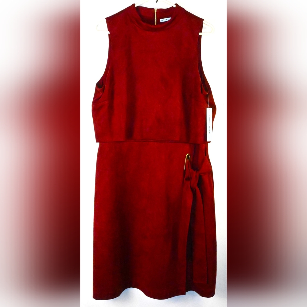 169.00 NWT Antonio Melani "Velma" Suede Fabric Dress Cabernet P2K Grecian Tide